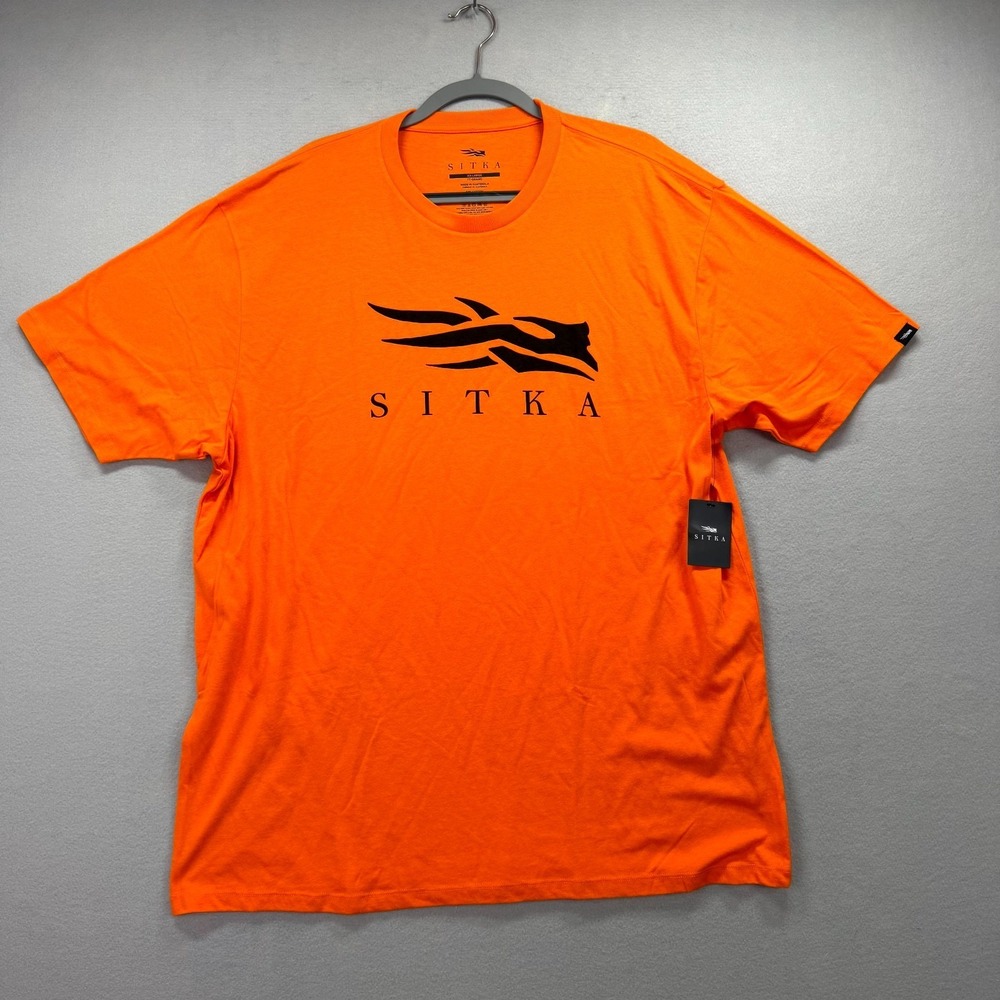 Sitka Gear Icon T-Shirt Mens 2XL Ultra Orange Graphic Logo Cotton Everyday Tee
